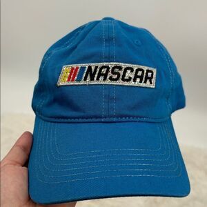 Nascar Adjustable Hat Blue Sparkly Patch With Silver Thread Embroidered